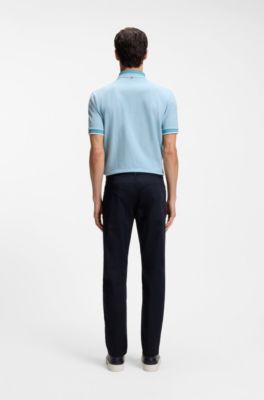 Pantalon Regular Maine en satin de coton m&eacute;lang&eacute;, Bleu fonc&eacute;