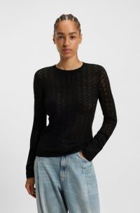 Jersey de trama fina con estructura de punto, Negro