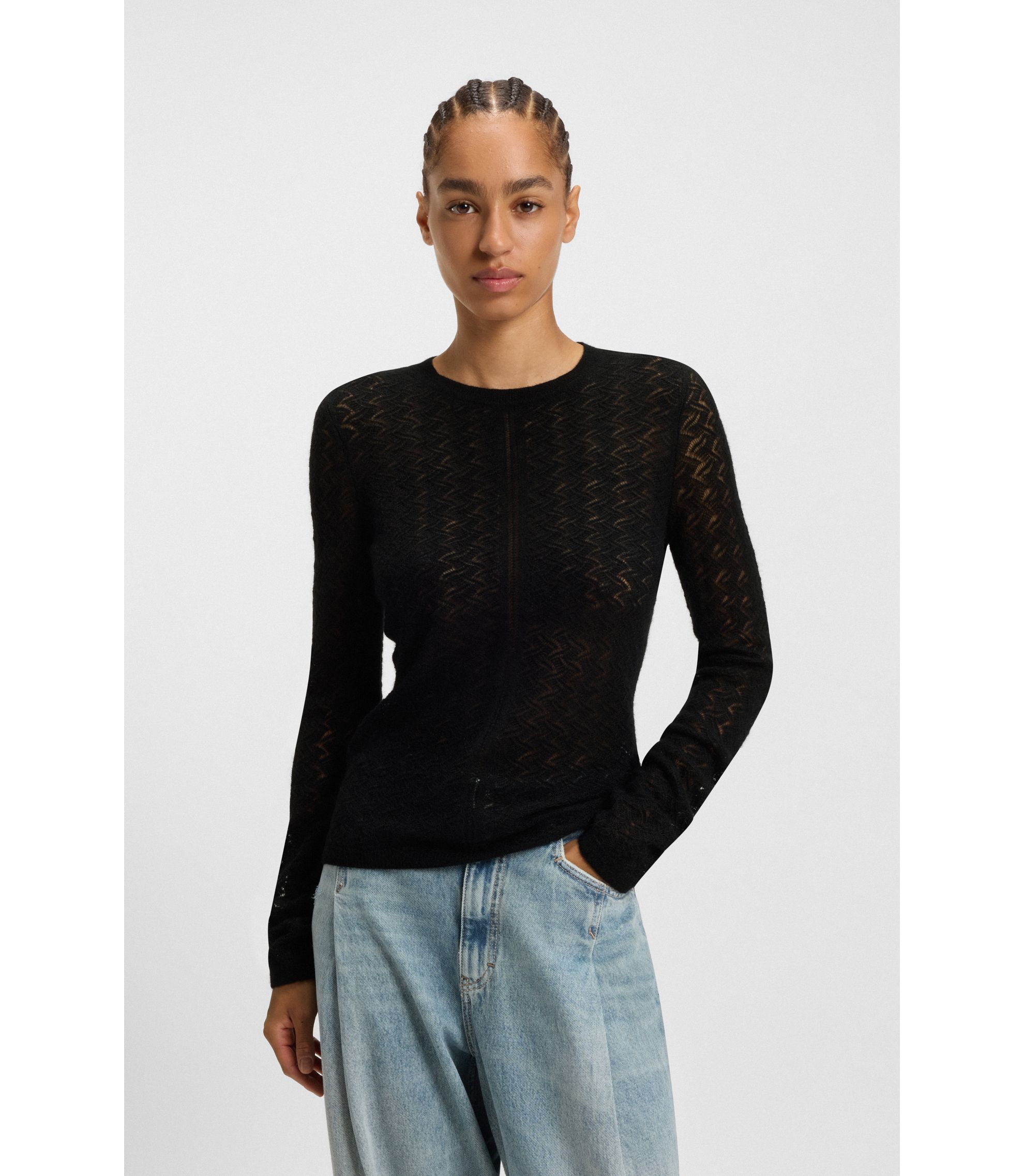 Feinstrickpullover mit Strickstruktur