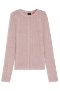 Fine-gauge sweater with knitted structure, light pink