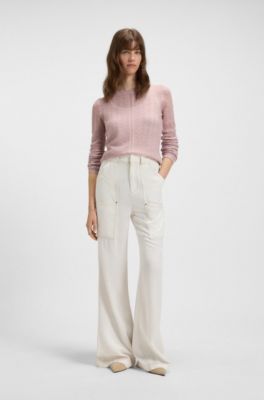 Fine-gauge sweater with knitted structure, light pink