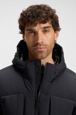 Water-repellent parka jacket with down filling, Dark Blue