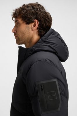 Water-repellent parka jacket with down filling, Dark Blue