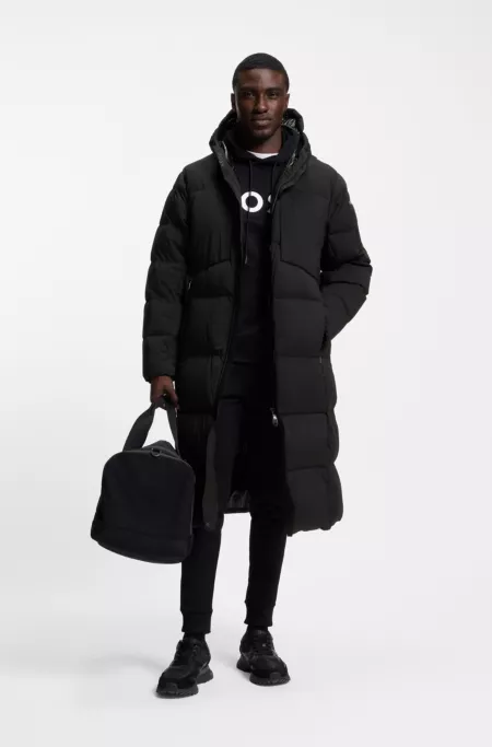 Lange, wasserabweisende Daunenjacke aus Stretch-Gewebe