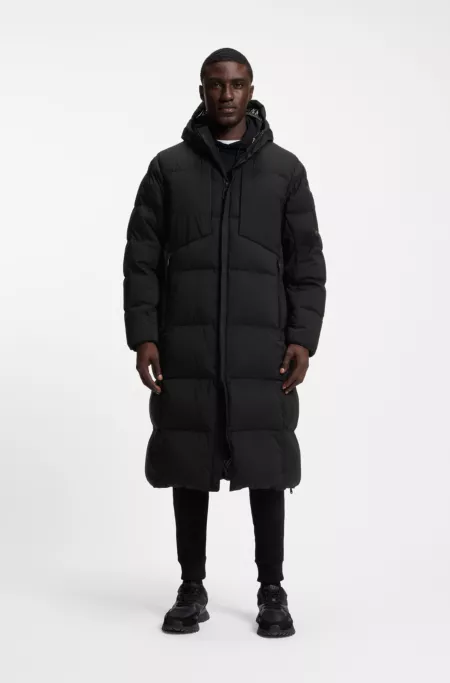 Lange, wasserabweisende Daunenjacke aus Stretch-Gewebe