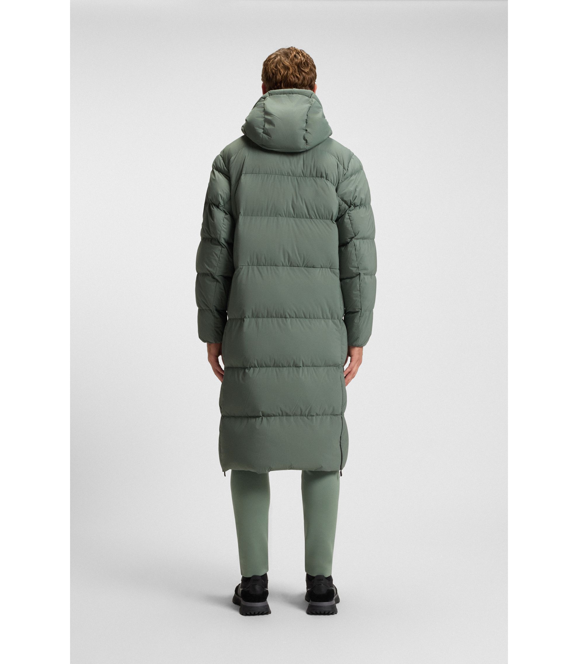 BOSS - Long-length down jacket in water-repellent stretch fabric