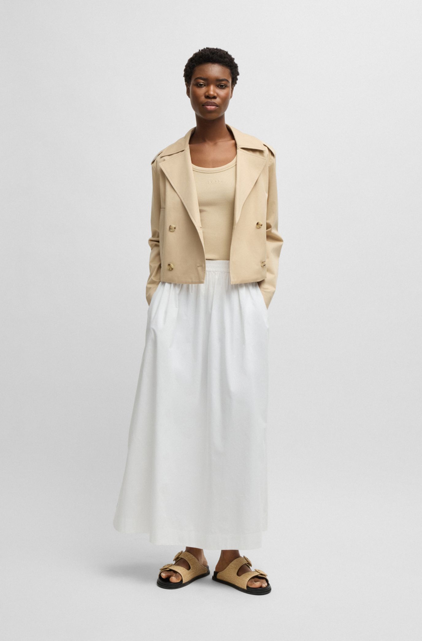 ウエスト伸縮性ポプリンミディスカート BANANA REPUBLIC FACTORY STORE｜(W)BANANA REPUBLIC FACTORY