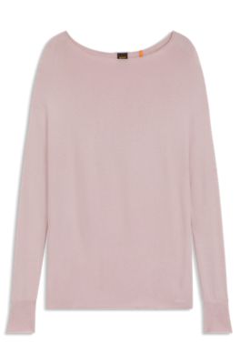 Seamless sweater with embroidered logo, light pink