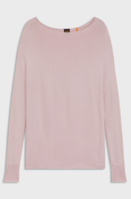 Seamless sweater with embroidered logo, light pink
