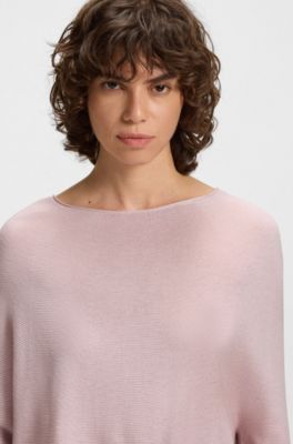 Seamless sweater with embroidered logo, light pink