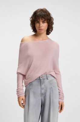 Seamless sweater with embroidered logo, light pink