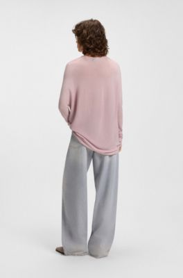 Seamless sweater with embroidered logo, light pink