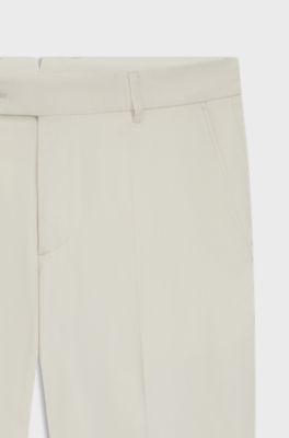 Machine-washable tapered-fit trousers in stretch fabric, Natural