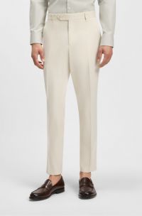 Machine-washable tapered-fit trousers in stretch fabric, White