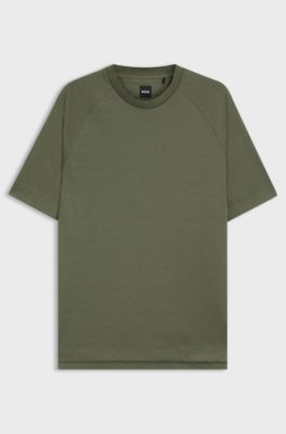 Regular-fit T-shirt in mercerised stretch fabric, Olive