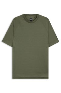 Regular-fit T-shirt in mercerised stretch fabric, Green