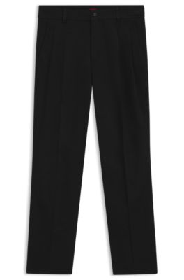 Regular-fit trousers in mercerised cotton twill, Black