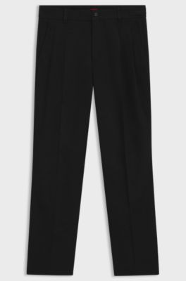 Regular-fit trousers in mercerised cotton twill, Black