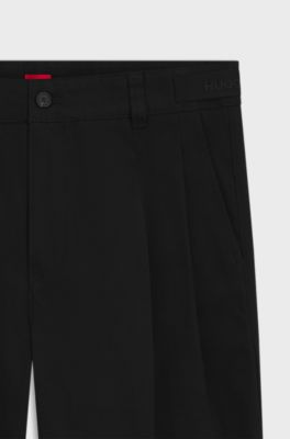 Regular-fit trousers in mercerised cotton twill, Black