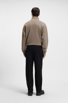 Regular-fit trousers in mercerised cotton twill, Black