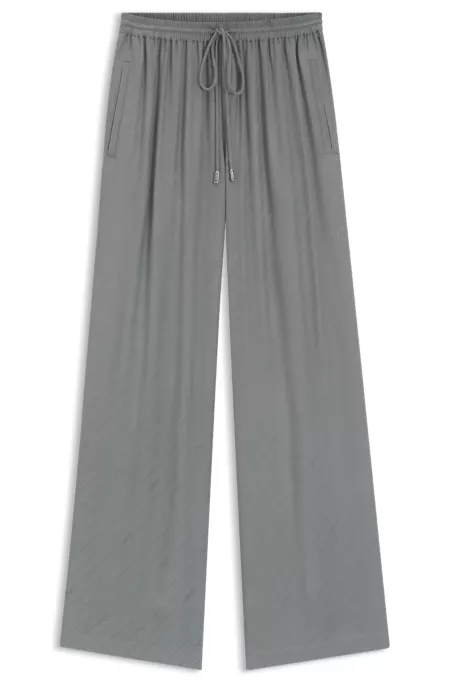 Wide-leg trousers with logo jacquard