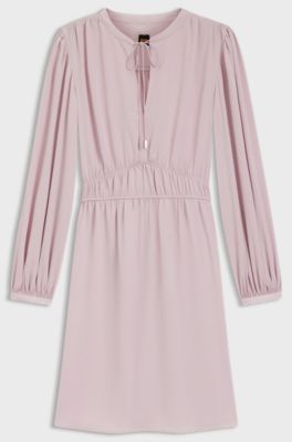 Crinkle-satin mini dress with gathered details, Light Purple