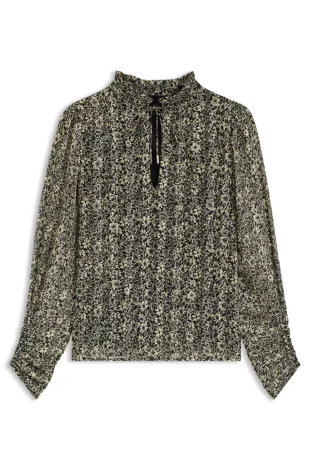Relaxed-Fit Bluse aus bedrucktem Seersucker