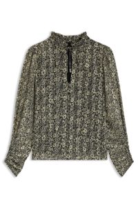 Relaxed-fit seersucker blouse met print, Bedrukt