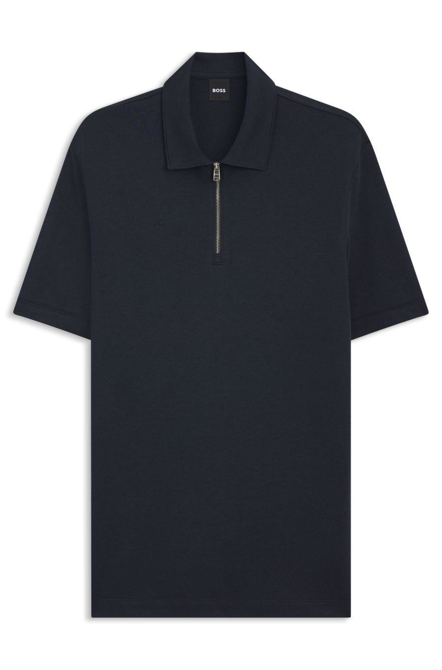 BOSS Zip-Neck Polo — Navy