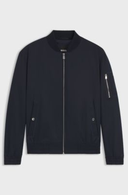 Vandskyende jakke med dobbelt B-monogram , M&oslash;rkebl&aring;