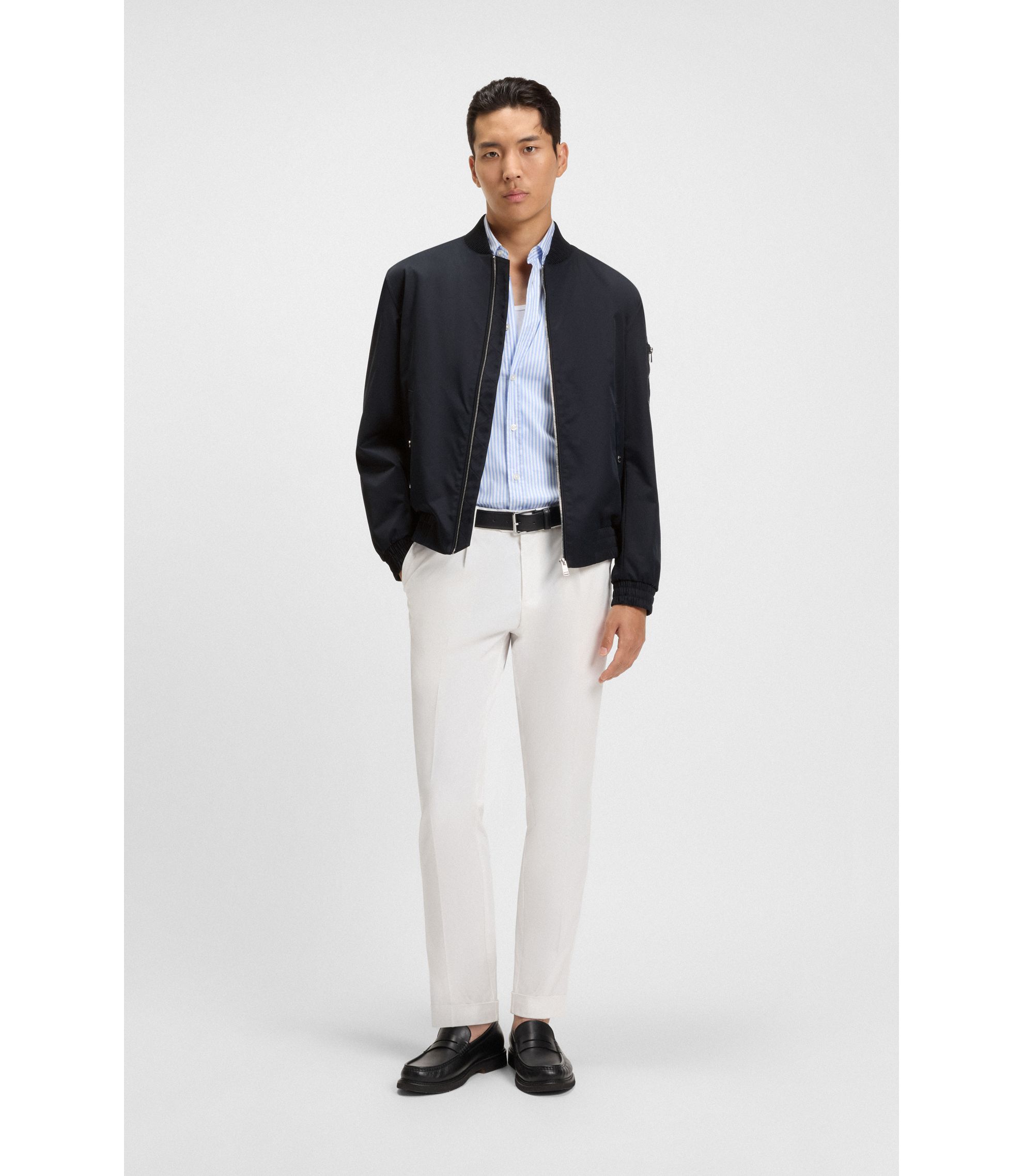 BOSS - はっ水ジャケット Double Bモノグラムディテール - ダークブルー