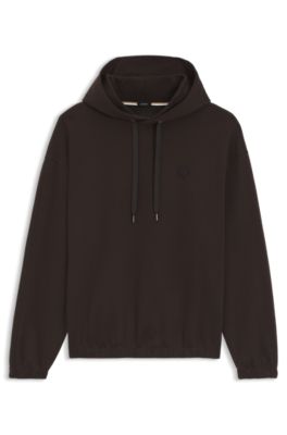 Relaxed-fit hoodie in mercerised cotton, Dark Brown