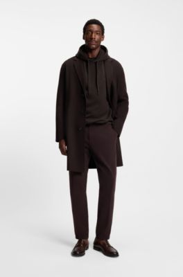 Relaxed-fit hoodie in mercerised cotton, Dark Brown