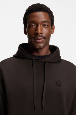 Relaxed-fit hoodie in mercerised cotton, Dark Brown
