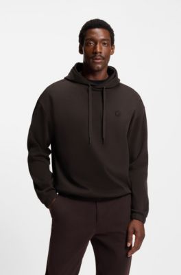 Relaxed-fit hoodie in mercerised cotton, Dark Brown
