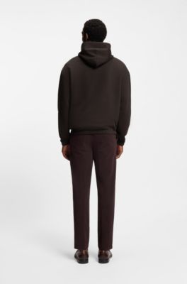 Relaxed-fit hoodie in mercerised cotton, Dark Brown