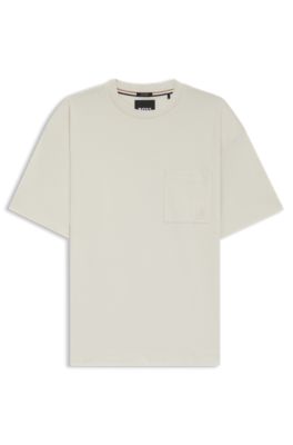 Mercerised-cotton T-shirt with Double B monogram, Natural