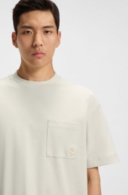 Mercerised-cotton T-shirt with Double B monogram, Natural