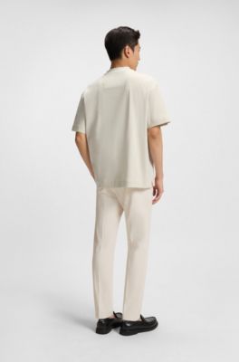 Mercerised-cotton T-shirt with Double B monogram, Natural