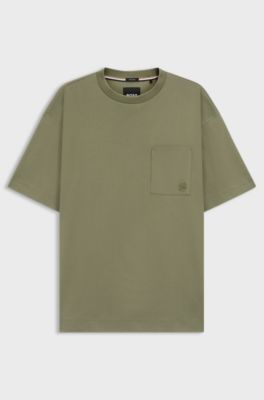 Mercerised-cotton T-shirt with Double B monogram, Olive