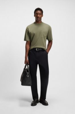 Mercerised-cotton T-shirt with Double B monogram, Olive