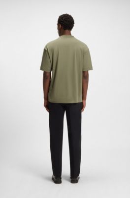 Mercerised-cotton T-shirt with Double B monogram, Olive