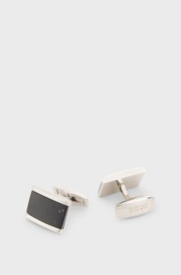 Cufflinks with marble insert, Black