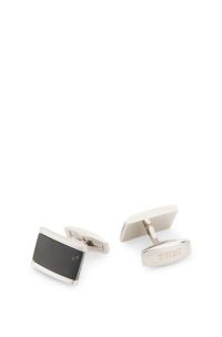 Boutons de manchette avec insert marbré, Noir
