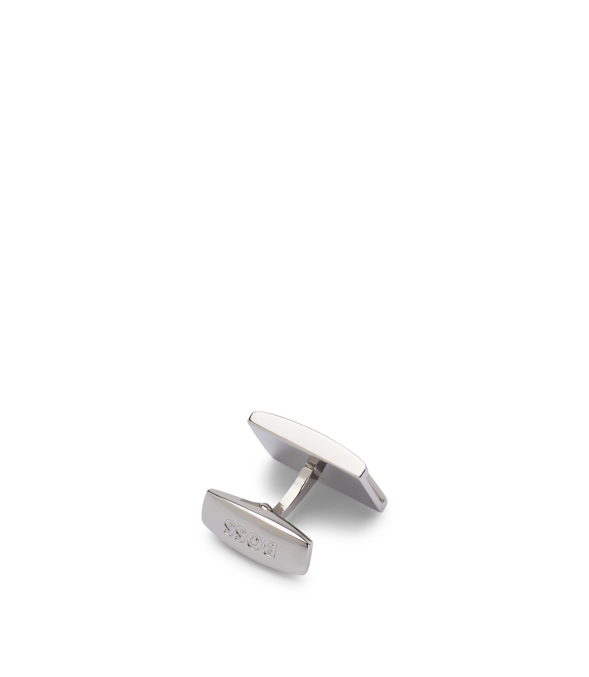 HUGO BOSS 螺鈿カフリンクス BOSS - Square cufflinks with textured metal insert - Silver