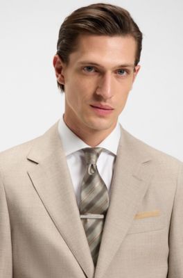 Brass tie clip with marble insert, Silver