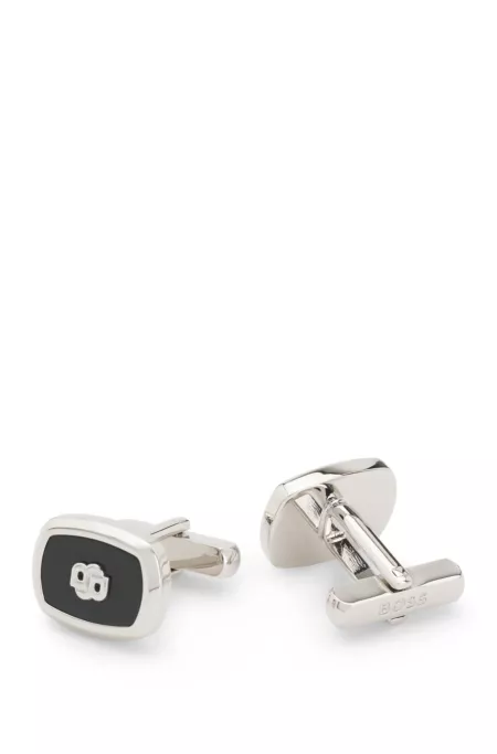 Enamel-insert cufflinks with Double B monogram