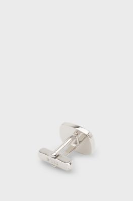 Enamel-insert cufflinks with Double B monogram, Black