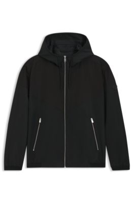 Water-repellent hooded jacket in microfibre poplin, Black