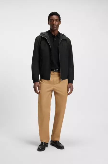 Water-repellent hooded jacket in microfibre poplin